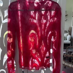 Sheer Red Lace Blouse